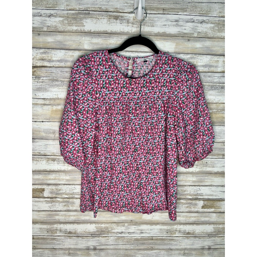 Michelle McDowell Pink Floral Top‎ Blouse Size Large